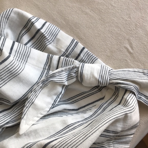 NWT Madewell sz Large Cover up Wrap skirt white blue stripes 100% cotton Summer - Picture 12 of 14